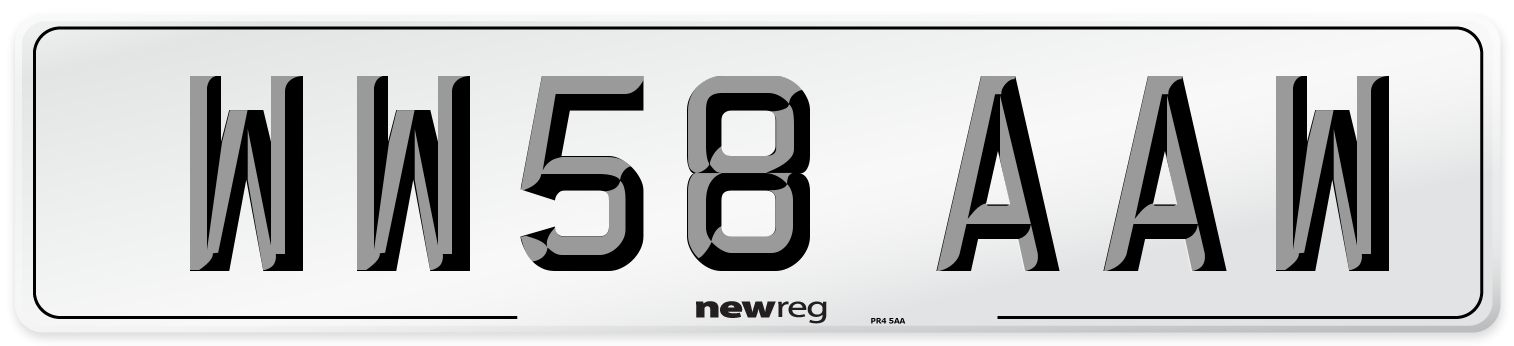 WW58 AAW Number Plate from New Reg